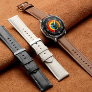 For Huawei Watch GT 5 Pro 46mm Silver Buckle Genuine Leather Watch Band(Red)