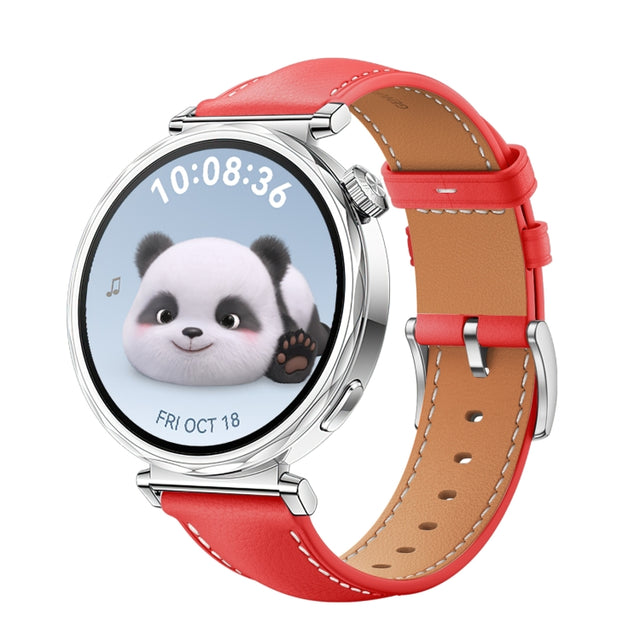 For Huawei Watch GT 5 41mm Women Silver Buckle Genuine Leather Watch Band(Red)