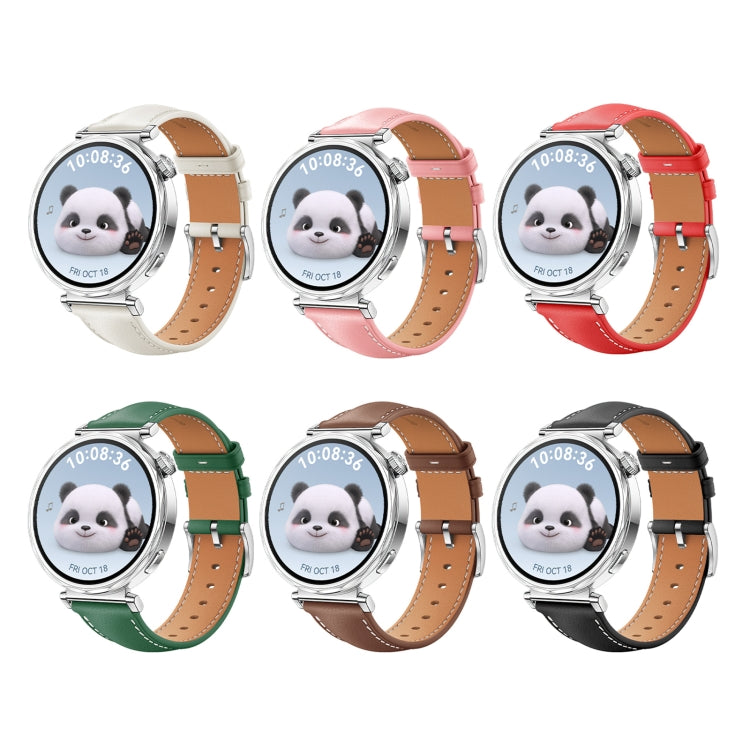 For Huawei Watch GT 5 41mm Women Silver Buckle Genuine Leather Watch Band(Black)