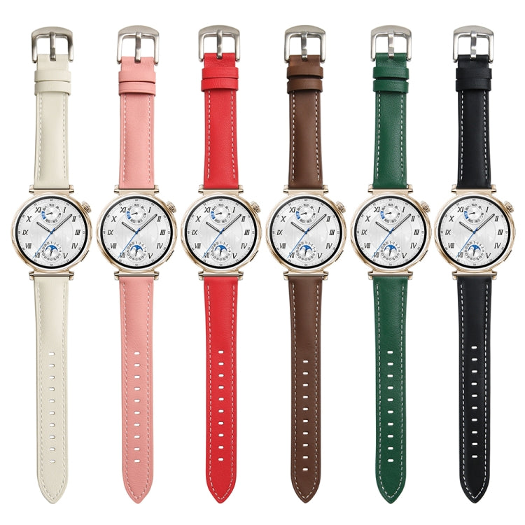 For Huawei Watch GT 5 41mm Women Silver Buckle Genuine Leather Watch Band(Red)