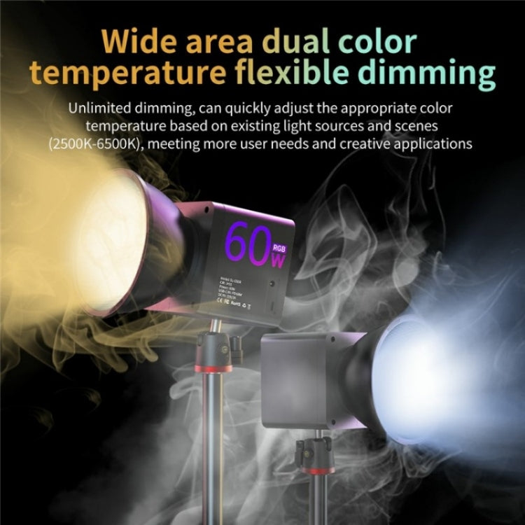 C60R 60W RGB Stage Lamp Professional Video Photography COB Fill Light, Plug:EU Plug