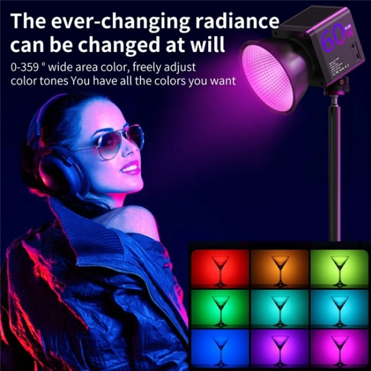 C60R 60W RGB Stage Lamp Professional Video Photography COB Fill Light, Plug:EU Plug