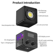 C60R 60W RGB Stage Lamp Professional Video Photography COB Fill Light With 8 Batteries, Plug:US Plug