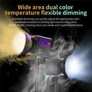 C60R 60W RGB Stage Lamp Professional Video Photography COB Fill Light With 8 Batteries, Plug:US Plug