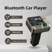 C68 Dual Port Bluetooth FM Transmitter PD 30W Car Charger Music Player Hands-Free Call