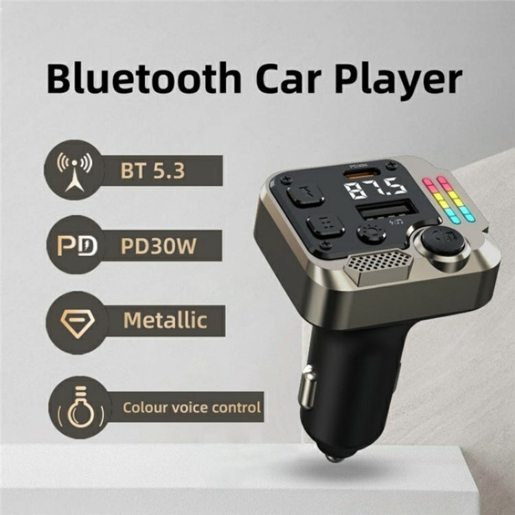 C68 Dual Port Bluetooth FM Transmitter PD 30W Car Charger Music Player Hands-Free Call