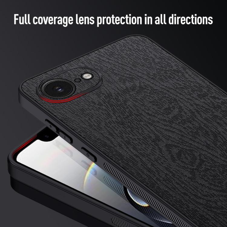 For iPhone 16e Tree Bark Leather Shockproof Phone Case(Blue)