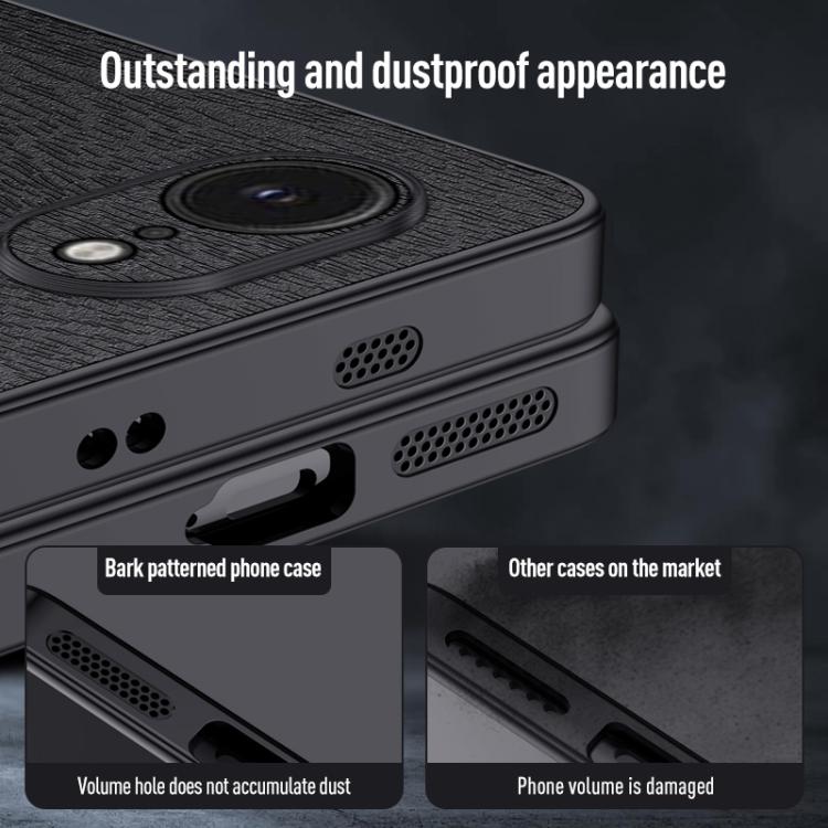 For iPhone 16e Tree Bark Leather Shockproof Phone Case(Blue)