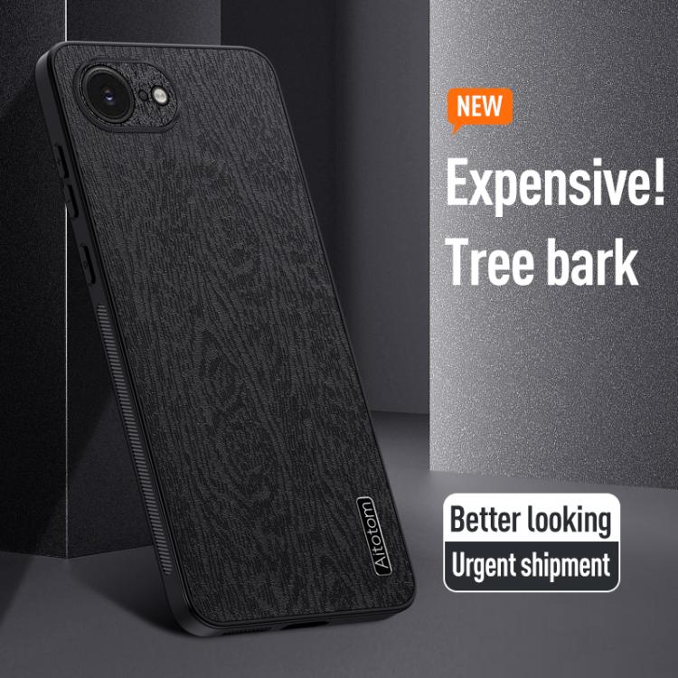 For iPhone 16e Tree Bark Leather Shockproof Phone Case(Grey)