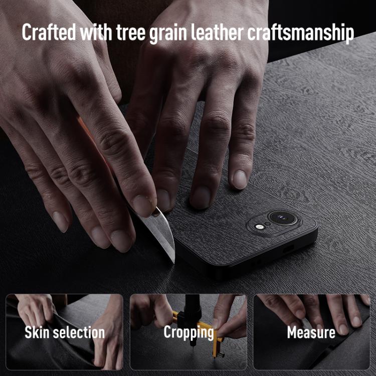 For iPhone 16e Tree Bark Leather Shockproof Phone Case(Grey)