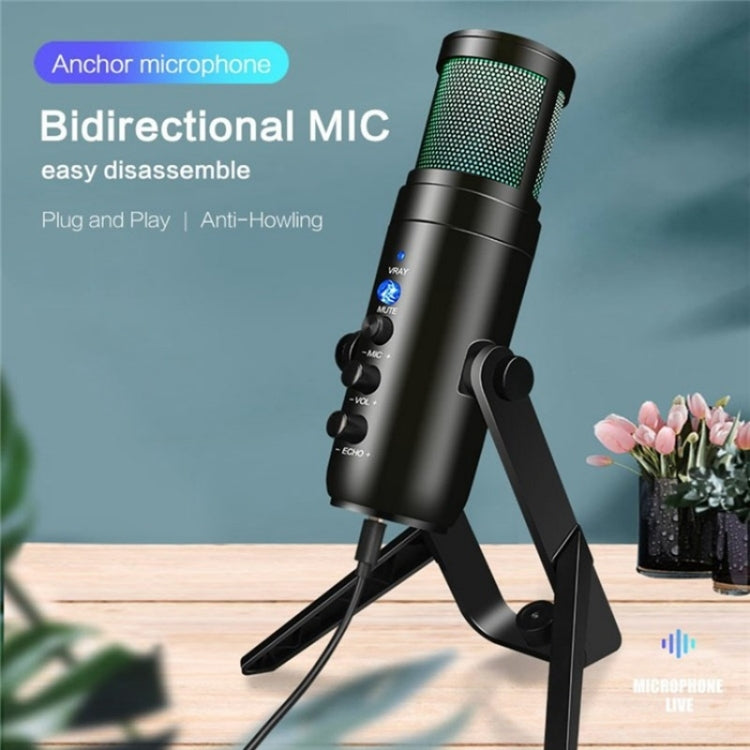 MU900 Max RGB Light E-Sports Gaming Condenser Microphone With Desktop Bracket
