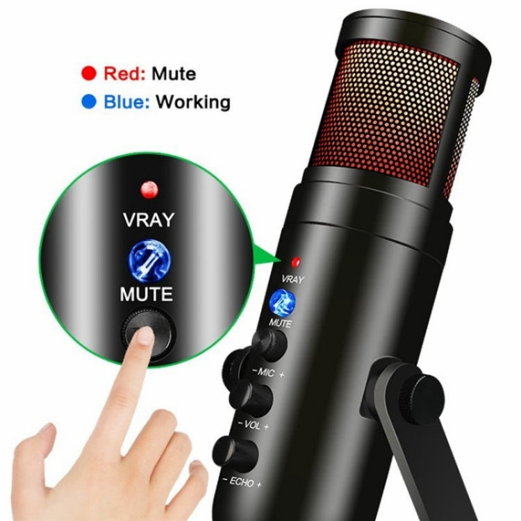 MU900 Max RGB Light E-Sports Gaming Condenser Microphone With Desktop Bracket