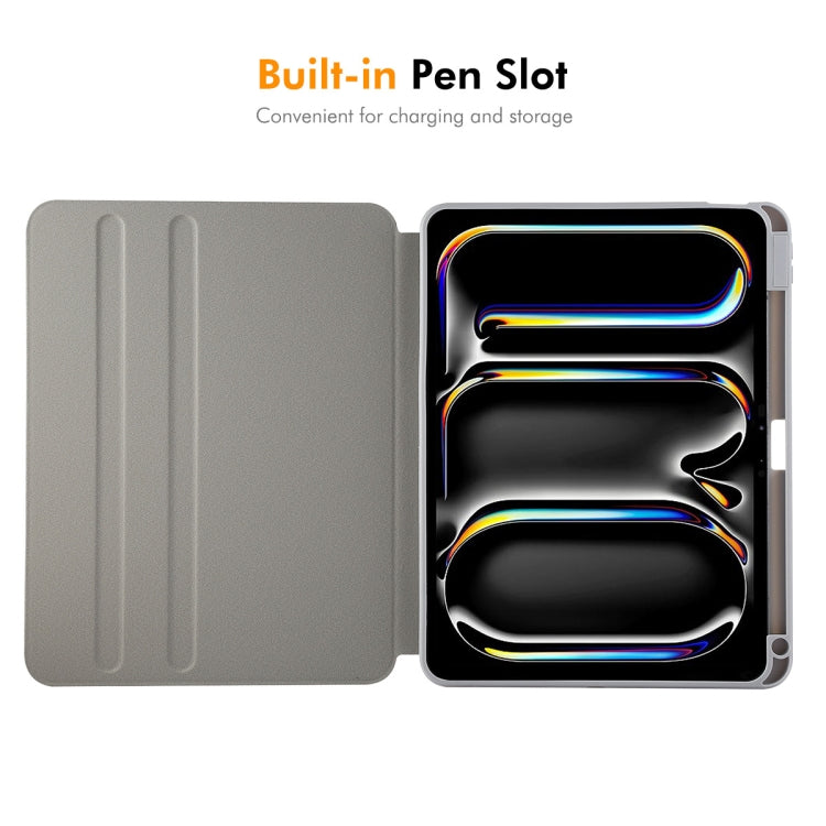 For iPad Pro 11 2024 ENKAY 360 Rotation TPU Leather Smart Tablet Case with Pen Slot(Grey)