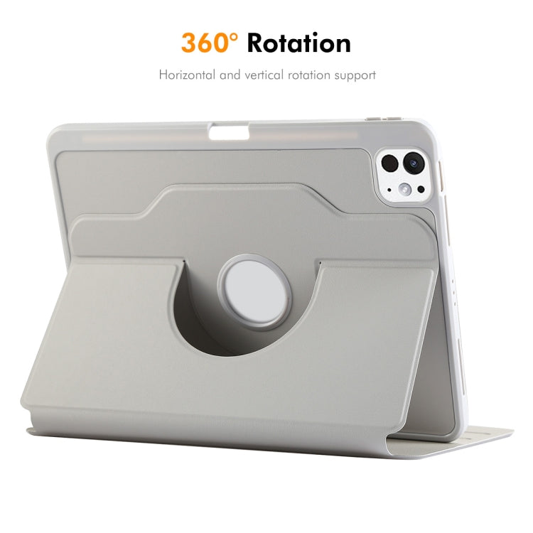 For iPad Pro 13 2024 ENKAY 360 Rotation TPU Leather Smart Tablet Case with Pen Slot(Grey)
