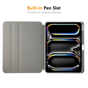 For iPad Pro 13 2024 ENKAY 360 Rotation TPU Leather Smart Tablet Case with Pen Slot(Grey)