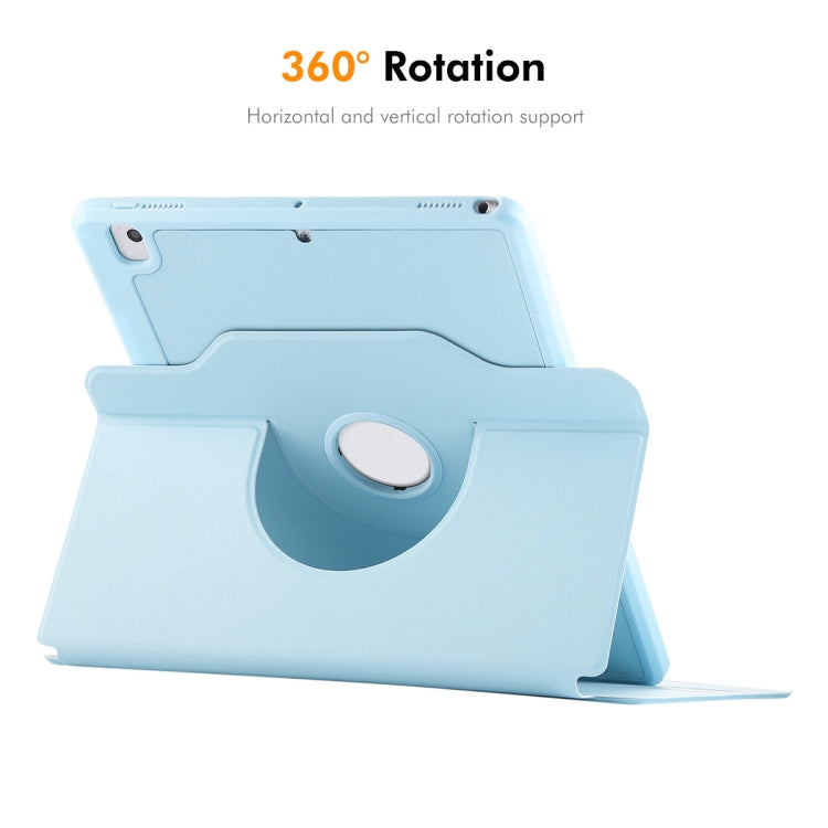 For iPad Air 10.5 / Pro 10.5 / 10.2 ENKAY 360 Rotation TPU Leather Smart Tablet Case with Pen Slot(Light Blue)
