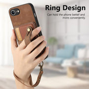 For iPhone 16e Retro Cross Wristband Wallet Leather Back Phone Case(Brown)