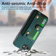 For iPhone 16e Retro Cross Wristband Wallet Leather Back Phone Case(Green)