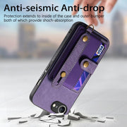 For iPhone 16e Retro Cross Wristband Wallet Leather Back Phone Case(Purple)