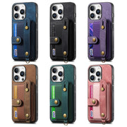 For iPhone 16e Retro Cross Wristband Wallet Leather Back Phone Case(Purple)