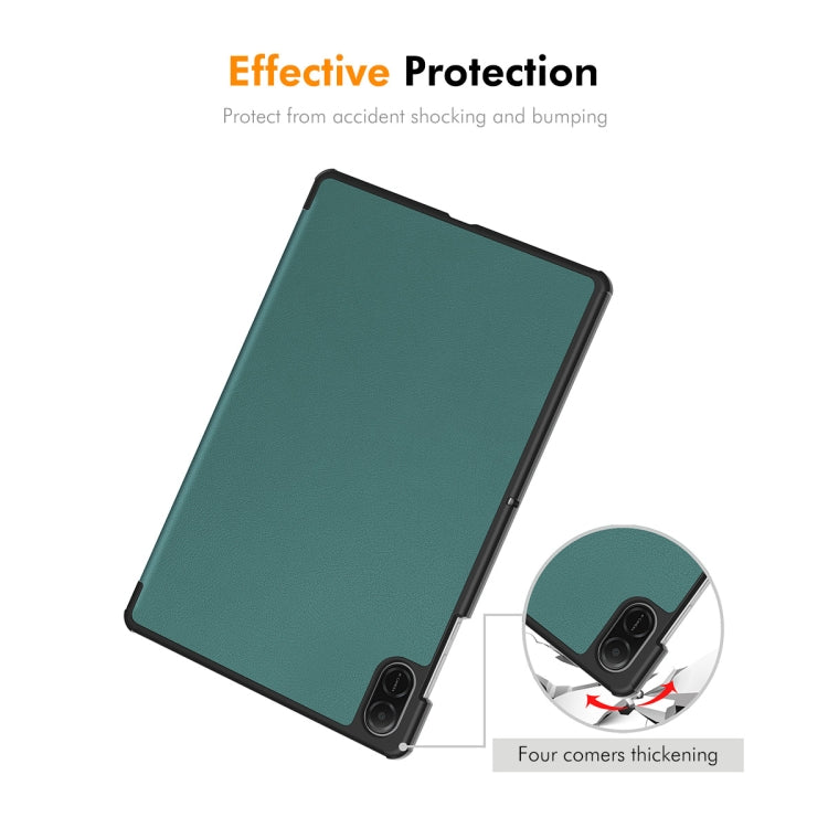 For Honor Pad X8a 11 ENKAY Tri-fold Custer Texture Leather Protective Tablet Case(Black)