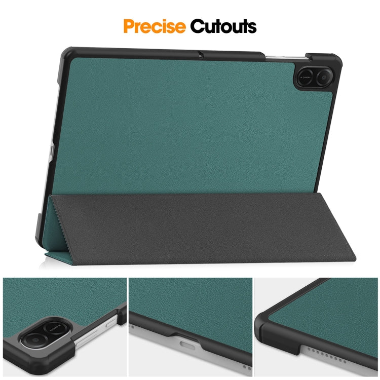 For Honor Pad X8a 11 ENKAY Tri-fold Custer Texture Leather Protective Tablet Case(Dark Blue)