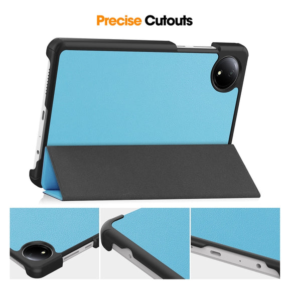 For Redmi Pad SE 4G 8.7 ENKAY Tri-fold Custer Texture Leather Smart Tablet Case(Red)