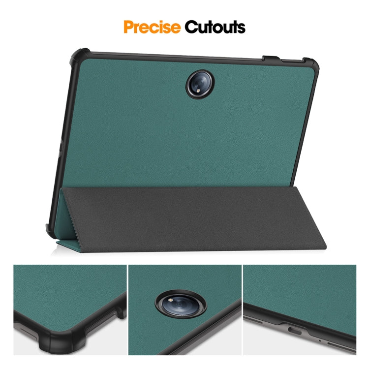 For OnePlus Pad 2 / Pad Pro 12.1 ENKAY Tri-fold Custer Texture Platic Leather Smart Tablet Case(Dark Blue)