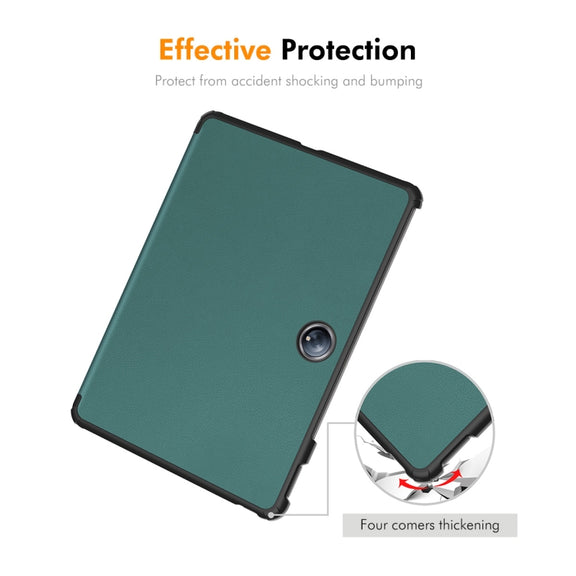 For OnePlus Pad 2 / Pad Pro 12.1 ENKAY Tri-fold Custer Texture Platic Leather Smart Tablet Case(Dark Blue)
