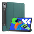 For Lenovo Xiaoxin Pad Pro 12.7 2025 ENKAY Tri-fold Custer Texture Platic Leather Smart Tablet Case(Dark Green) - free shipping - PMC TechLife - Order now!