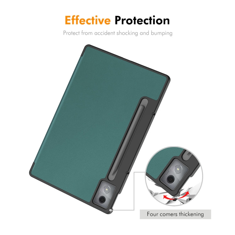 For Lenovo Xiaoxin Pad Pro 12.7 2025 ENKAY Tri-fold Custer Texture Platic Leather Smart Tablet Case(Grey)
