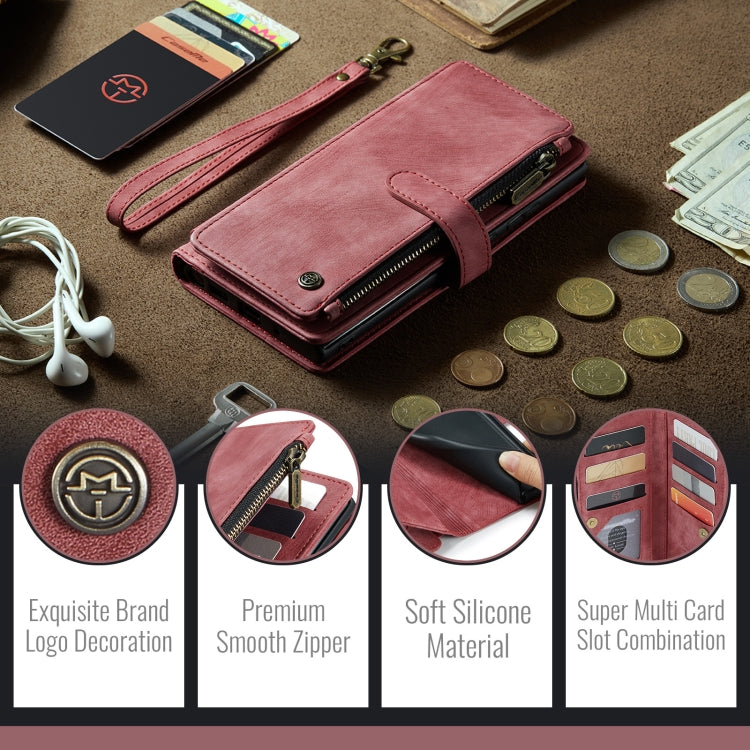 For Samsung Galaxy S24 FE 5G CaseMe C30 Card Slots Zipper Wallet Leather Phone Case(Red)