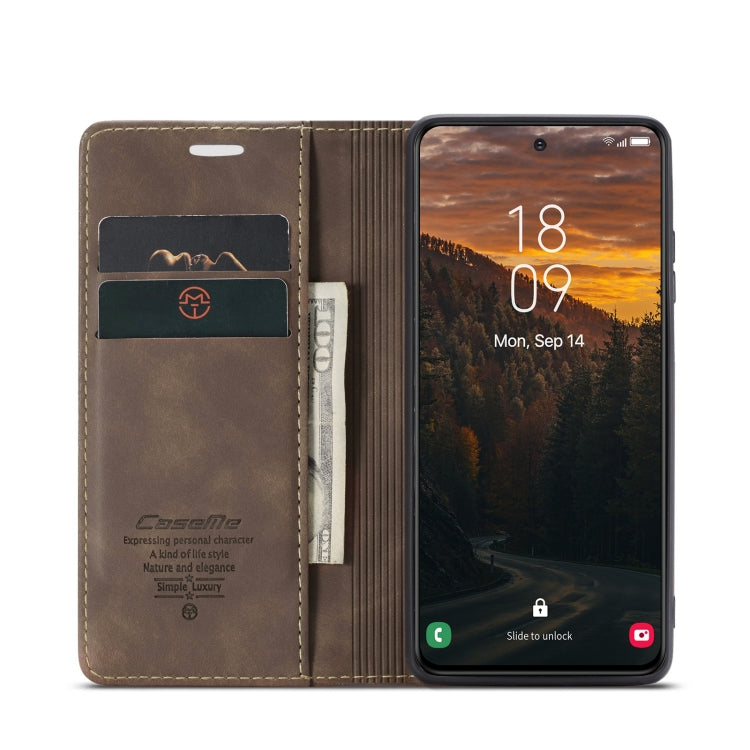 For Samsung Galaxy S24 FE 5G CaseMe 013 Multifunctional Horizontal Flip Leather Phone Case(Coffee)