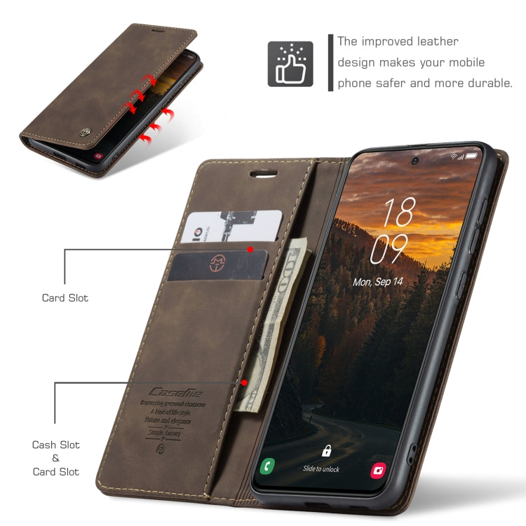For Samsung Galaxy S24 FE 5G CaseMe 013 Multifunctional Horizontal Flip Leather Phone Case(Coffee)