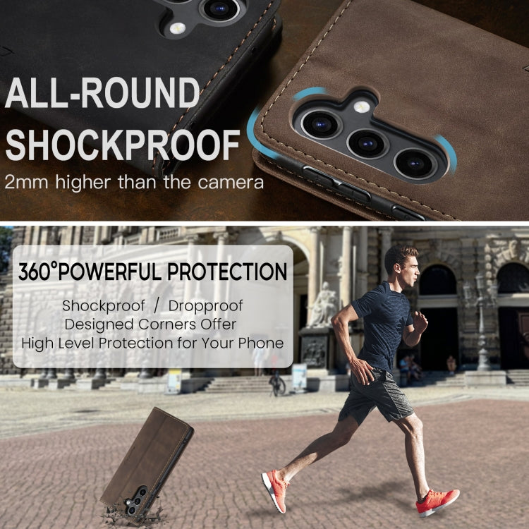 For Samsung Galaxy S24 FE 5G CaseMe 013 Multifunctional Horizontal Flip Leather Phone Case(Coffee)