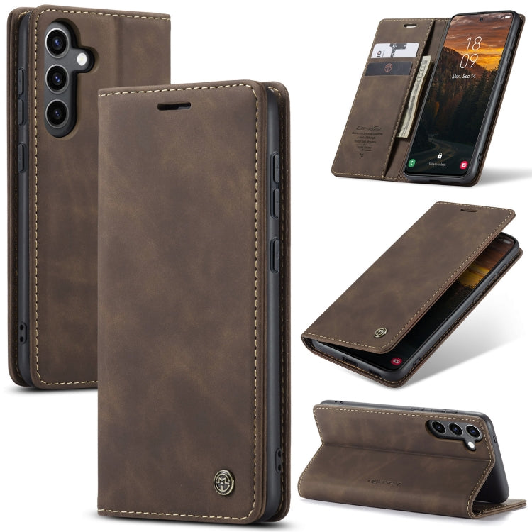 For Samsung Galaxy S24 FE 5G CaseMe 013 Multifunctional Horizontal Flip Leather Phone Case(Coffee)
