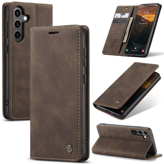 For Samsung Galaxy S24 FE 5G CaseMe 013 Multifunctional Horizontal Flip Leather Phone Case(Coffee)