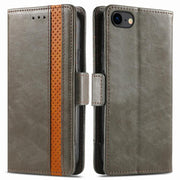 For iPhone 16e CaseNeo Splicing Dual Magnetic Buckle Leather Phone Case(Gray)