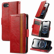 For iPhone 16e CaseNeo Splicing Dual Magnetic Buckle Leather Phone Case(Red)
