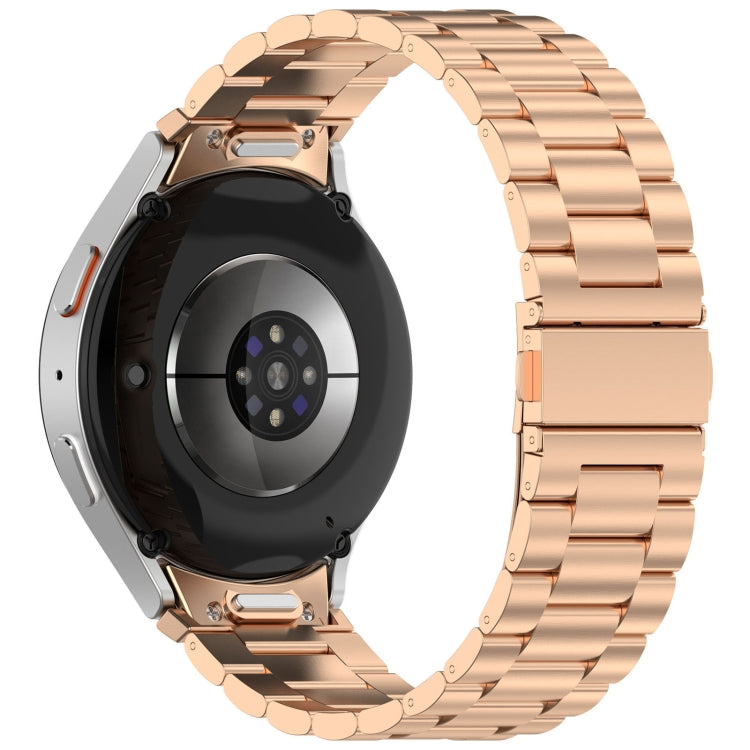 For Samsung Galaxy Watch 6  40 / 44mm Three Beads Button Quick Release Metal Watch Band(Rose Gold)