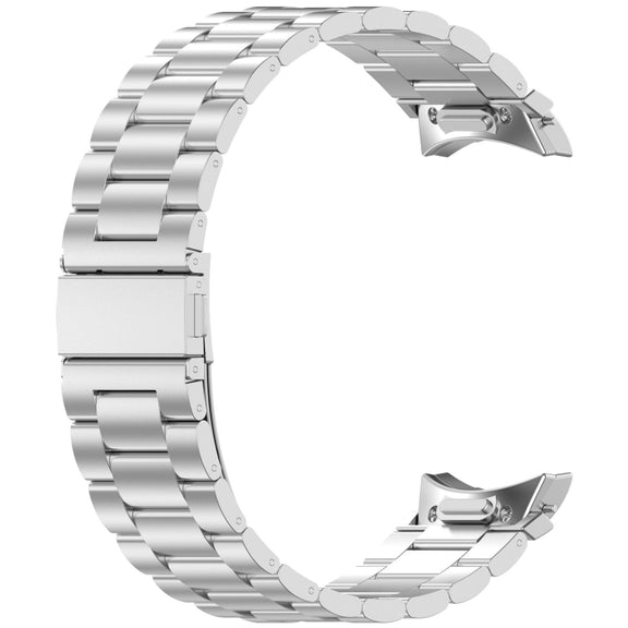 For Samsung Galaxy Watch 6 Classic 43 / 47mm Three Beads Button Quick Release Metal Watch Band(Silver)