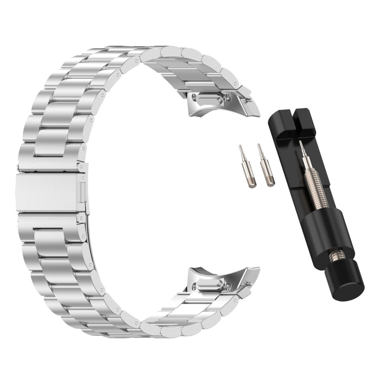 For Samsung Galaxy Watch 5 40 / 44mm Three Beads Button Quick Release Metal Watch Band(Silver)
