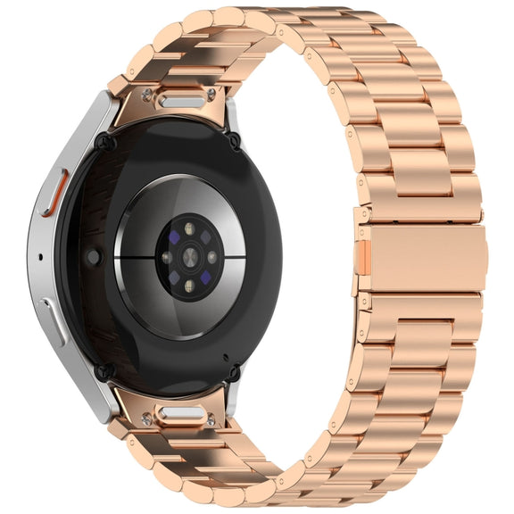 For Samsung Galaxy Watch 5 Pro Three Beads Button Quick Release Metal Watch Band(Rose Gold)