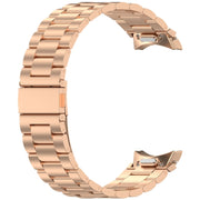 For Samsung Galaxy Watch 5 Pro Three Beads Button Quick Release Metal Watch Band(Rose Gold)