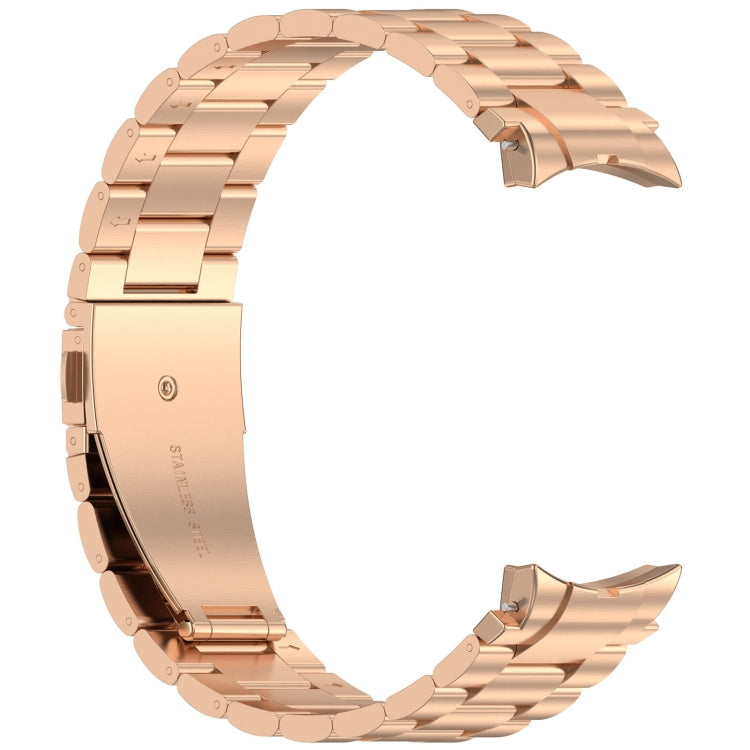 For Samsung Galaxy Watch 5 Pro Three Beads Button Quick Release Metal Watch Band(Rose Gold)