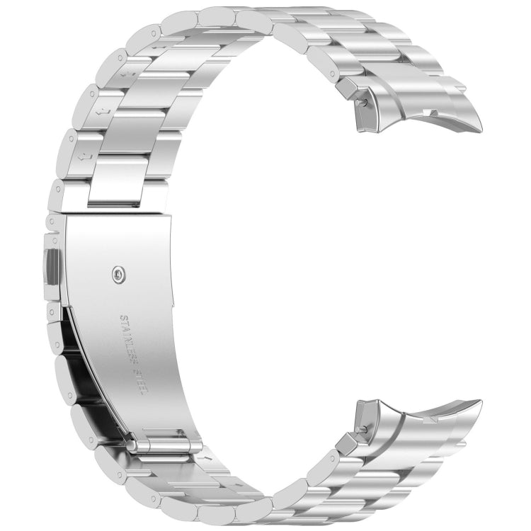 For Samsung Galaxy Watch 5 Pro Three Beads Button Quick Release Metal Watch Band(Silver)