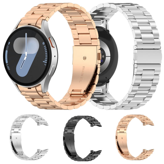 For Samsung Galaxy Watch 4 40 / 44mm Three Beads Button Quick Release Metal Watch Band(Rose Gold)