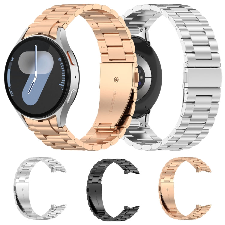 For Samsung Galaxy Watch 5 Pro Three Beads Button Quick Release Metal Watch Band(Rose Gold)