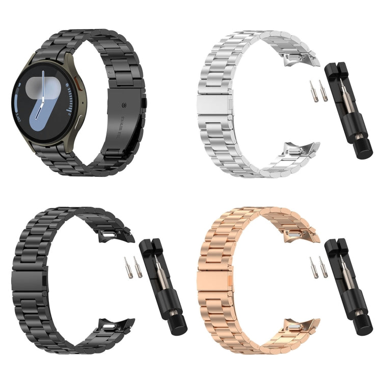 For Samsung Galaxy Watch 6 Classic 43 / 47mm Three Beads Button Quick Release Metal Watch Band(Silver)