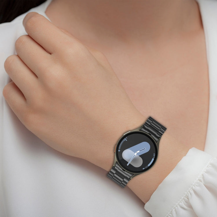 For Samsung Galaxy Watch 5 40 / 44mm Three Beads Button Quick Release Metal Watch Band(Rose Gold)